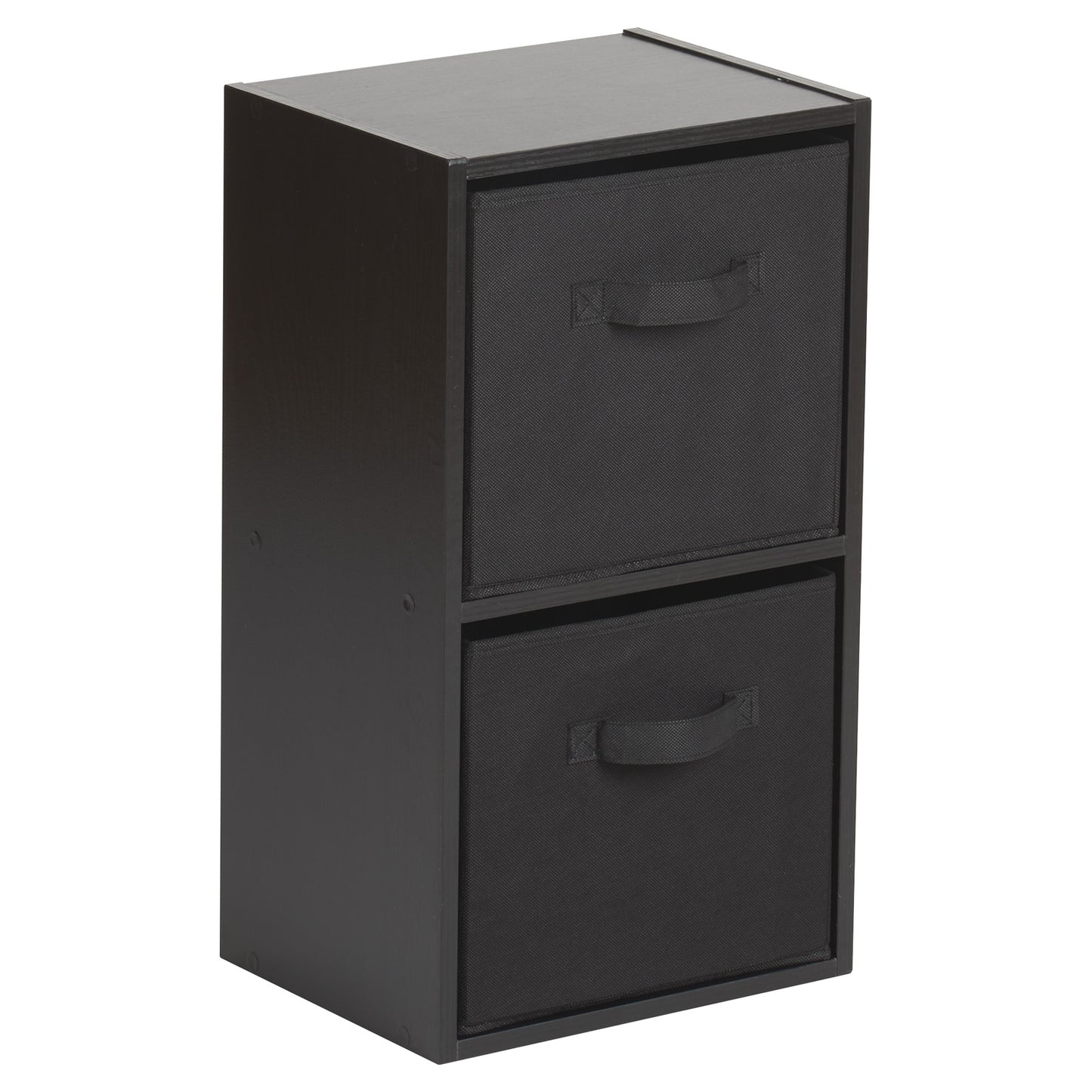 Hartleys Black 2 Tier Cube Storage Unit & 2 Handled Box Drawers