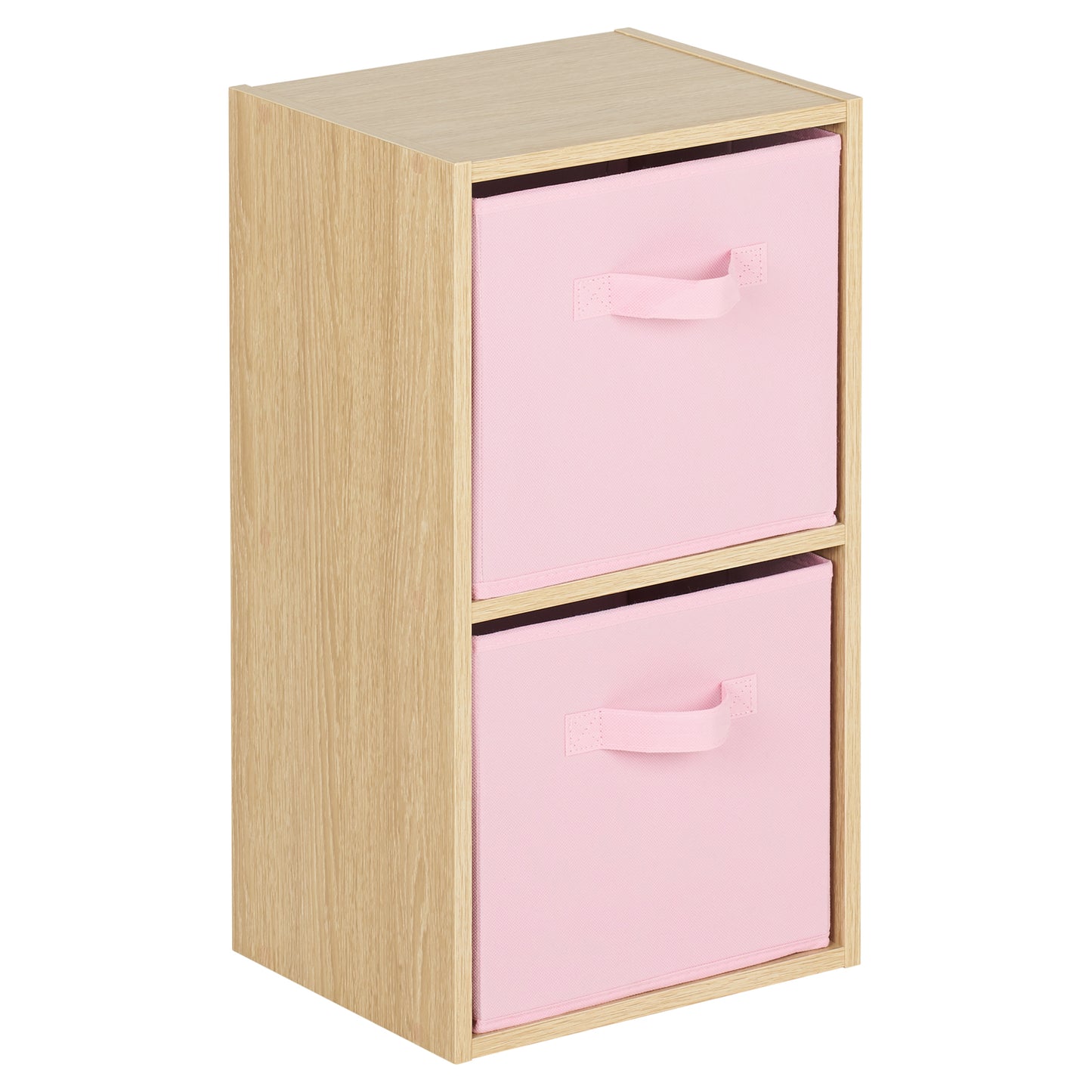 Hartleys Oak Effect 2 Tier Cube Storage Unit & 2 Handled Box Drawers