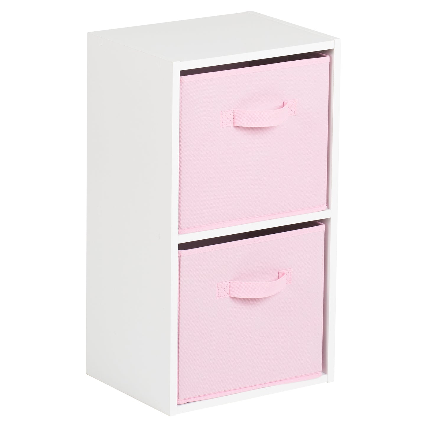 Hartleys White 2 Tier Cube Storage Unit & 2 Handled Box Drawers
