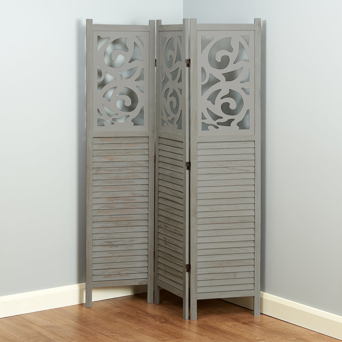 Hartleys 3 Panel Decorative Wooden Room Divider