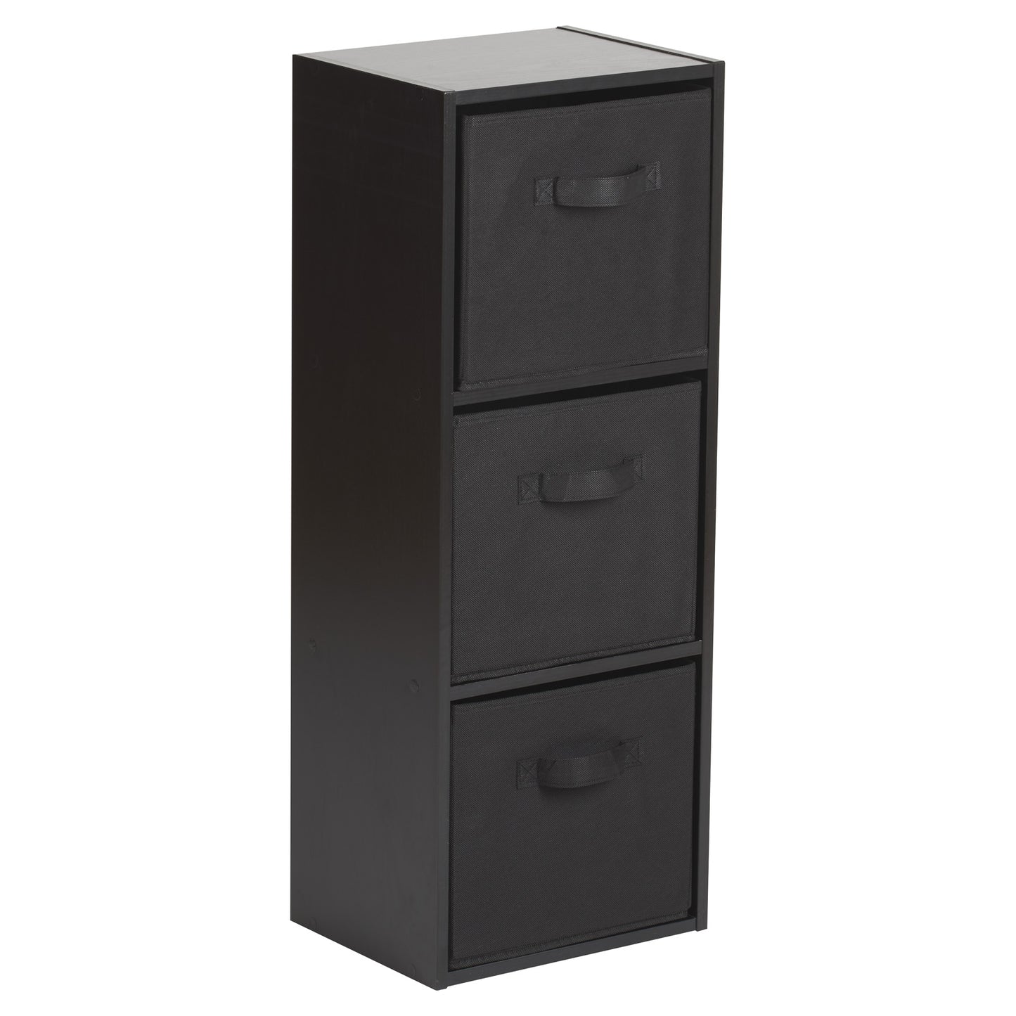 Hartleys Black 3 Tier Cube Storage Unit & 3 Handled Box Drawers