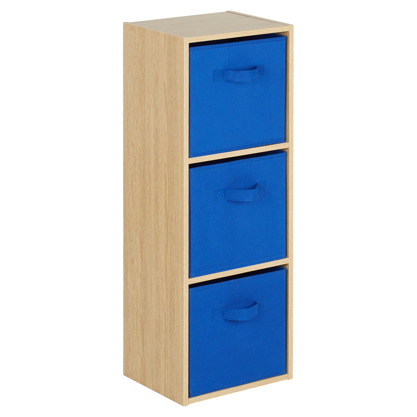 Hartleys Oak Effect 3 Tier Cube Storage Unit & 3 Handled Box Drawers