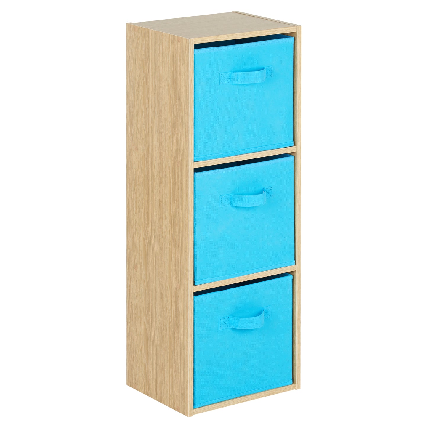 Hartleys Oak Effect 3 Tier Cube Storage Unit & 3 Handled Box Drawers