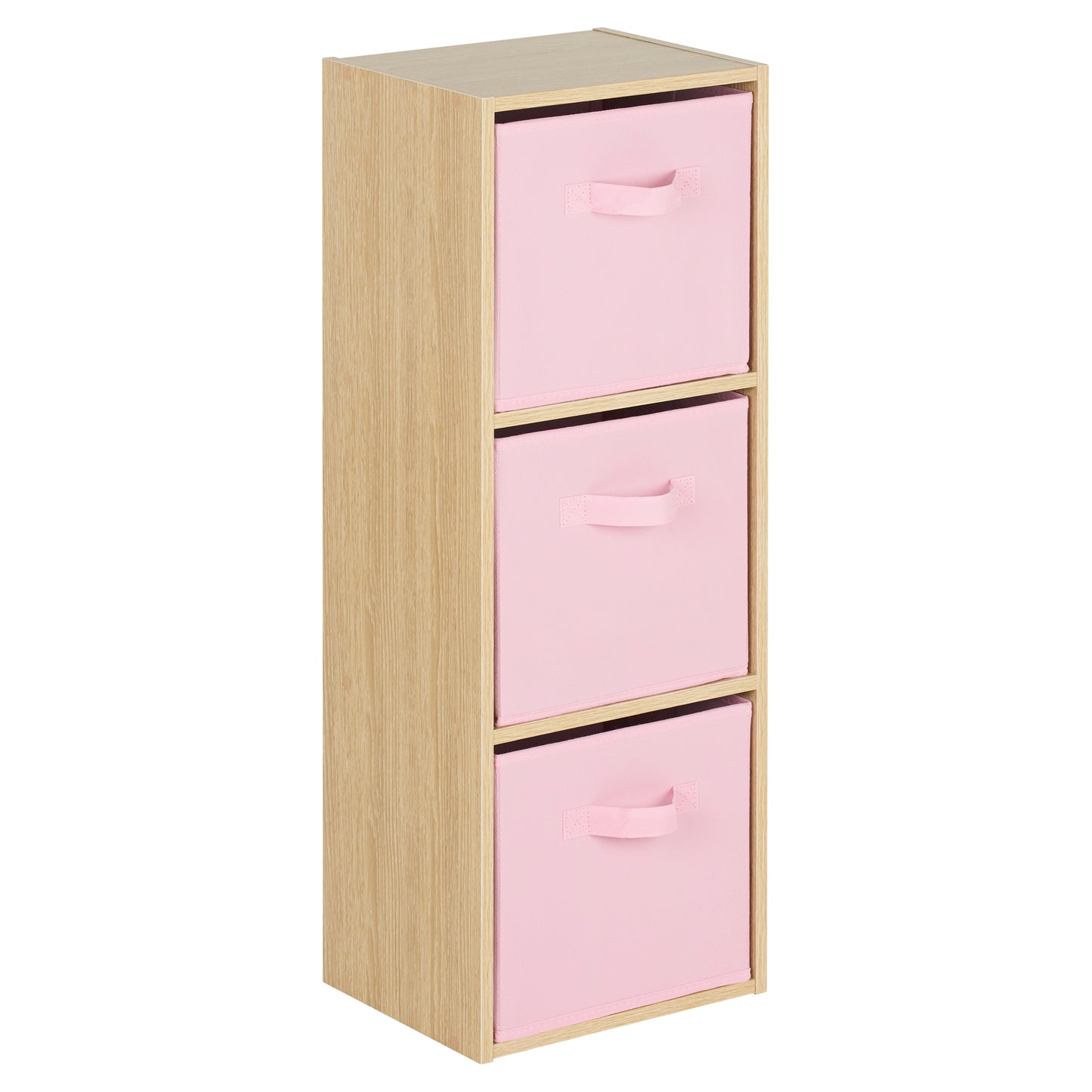 Hartleys Oak Effect 3 Tier Cube Storage Unit & 3 Handled Box Drawers