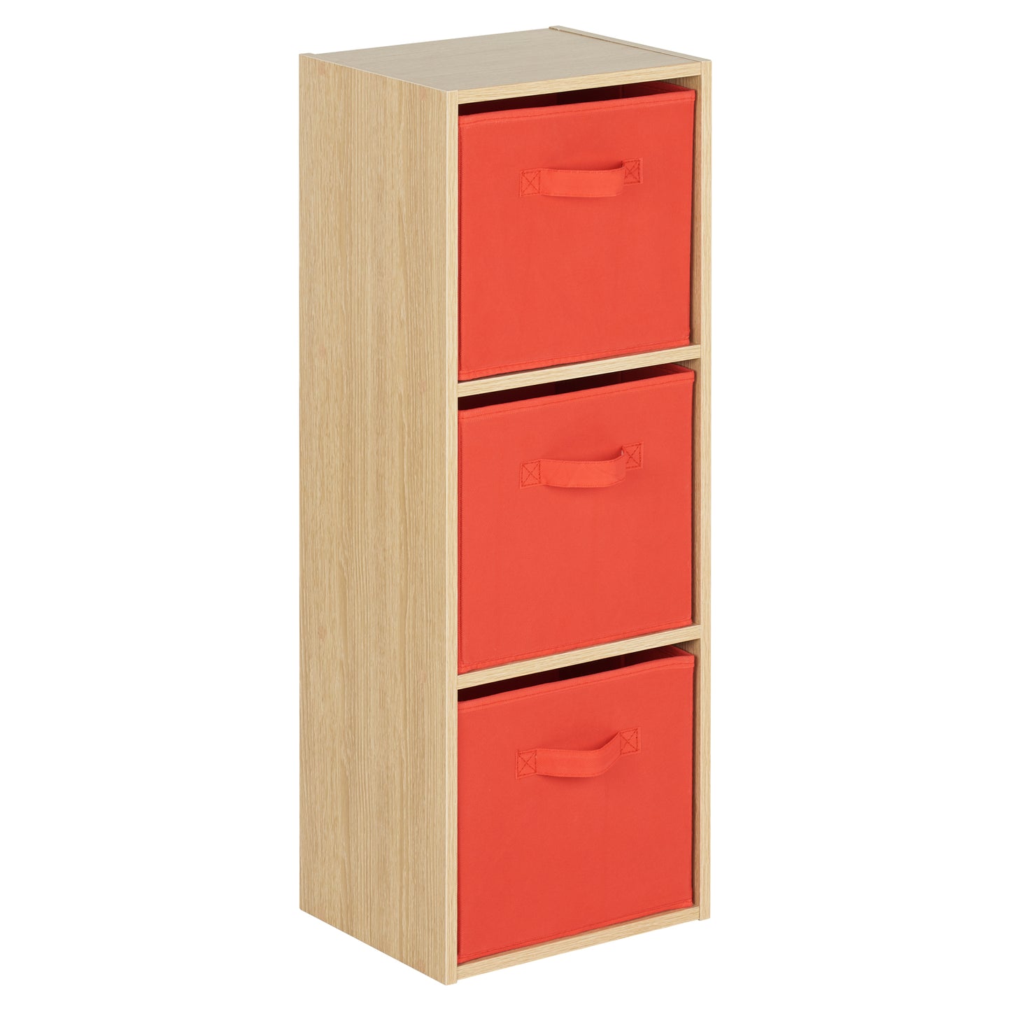 Hartleys Oak Effect 3 Tier Cube Storage Unit & 3 Handled Box Drawers