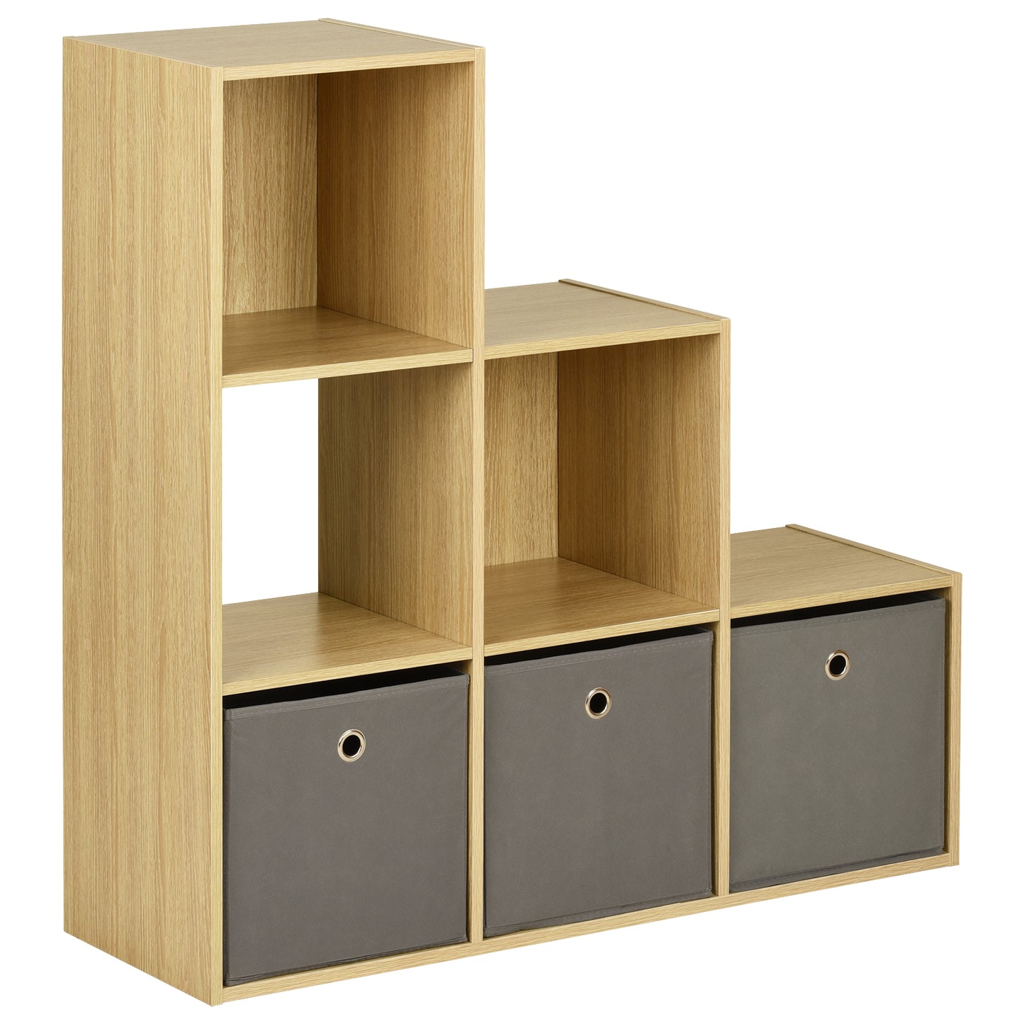 Hartleys Oak 6 Cube Shelving Unit & 3 Easy Grasp Box Drawers