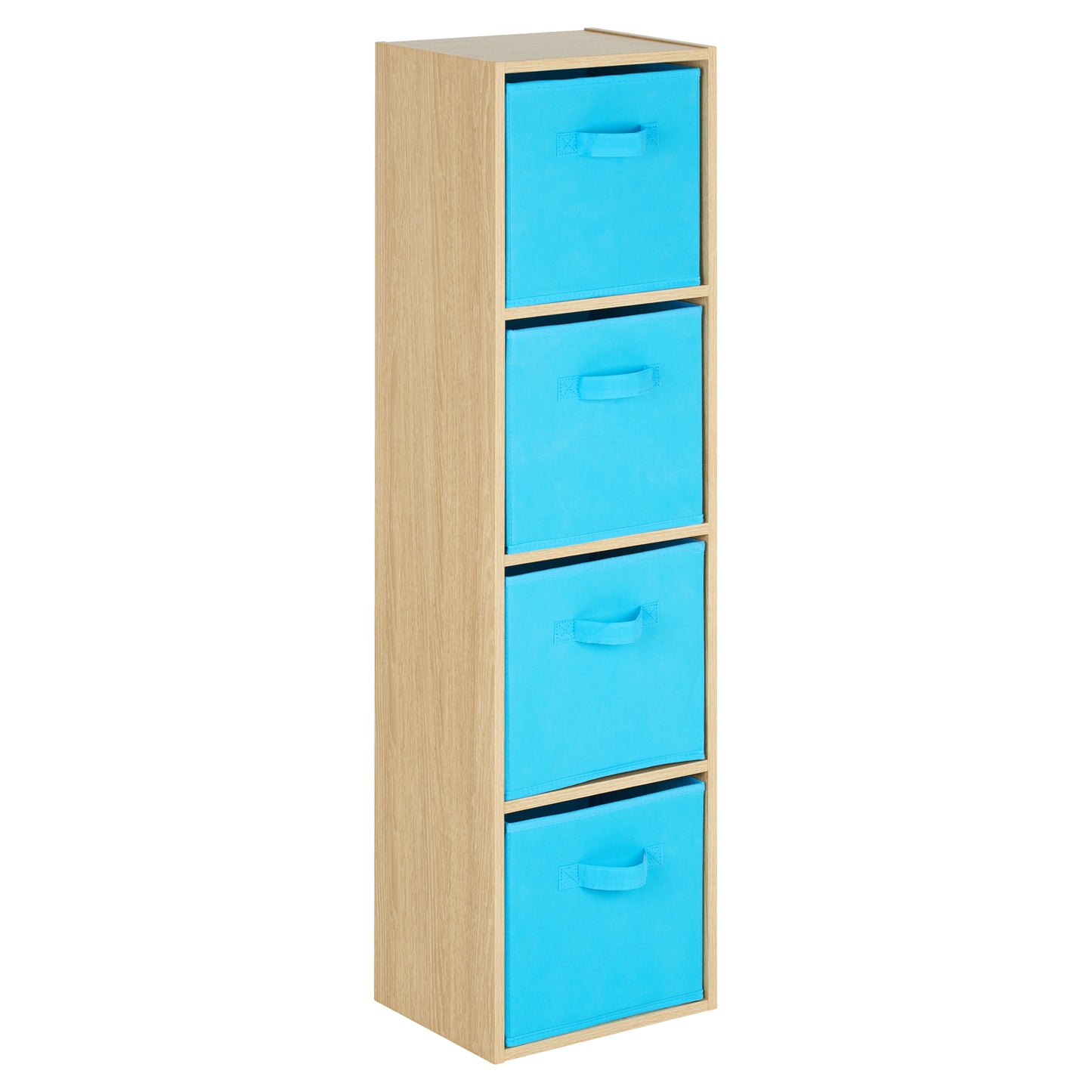Hartleys Oak Effect 4 Tier Cube Storage Unit & 4 Handled Box Drawers