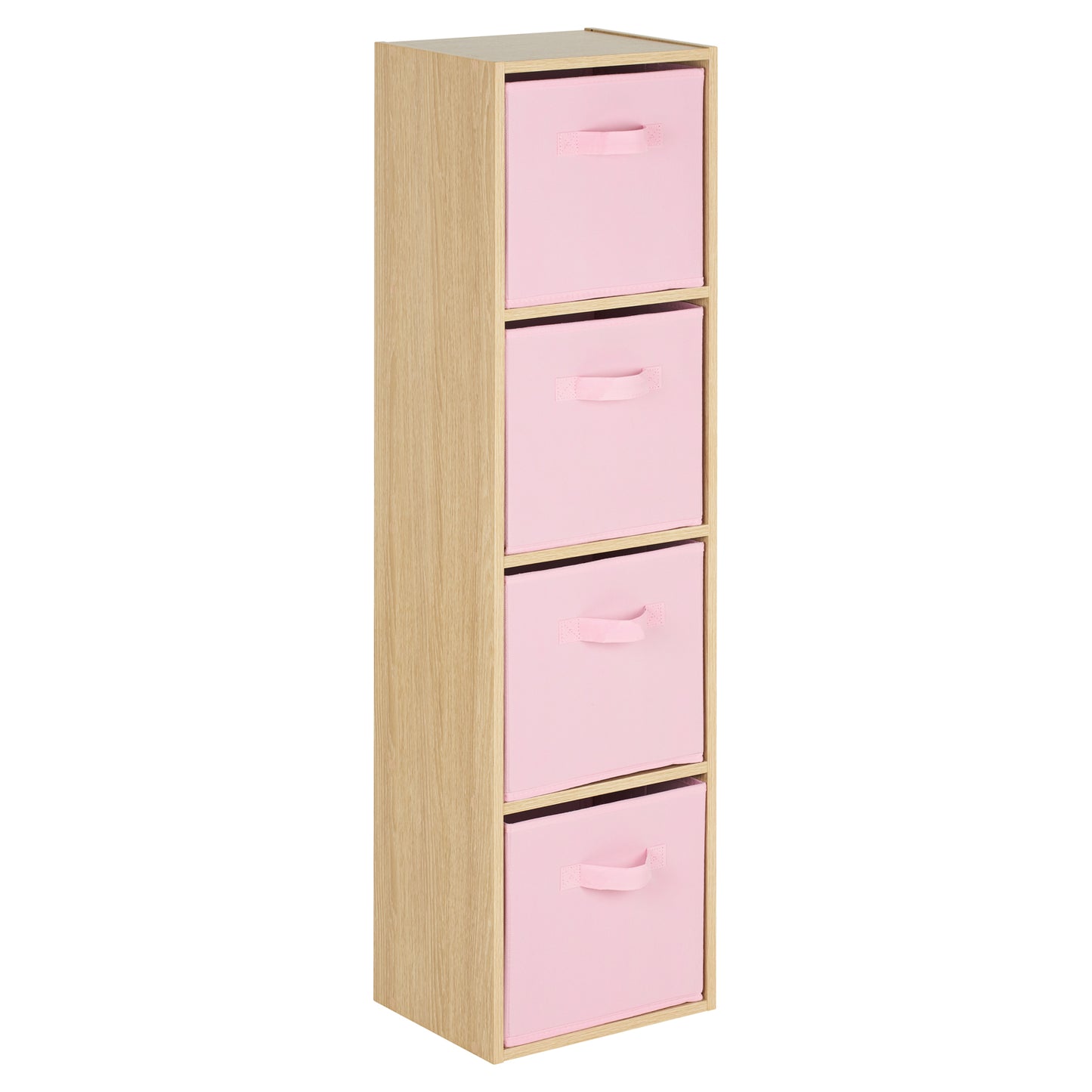 Hartleys Oak Effect 4 Tier Cube Storage Unit & 4 Handled Box Drawers