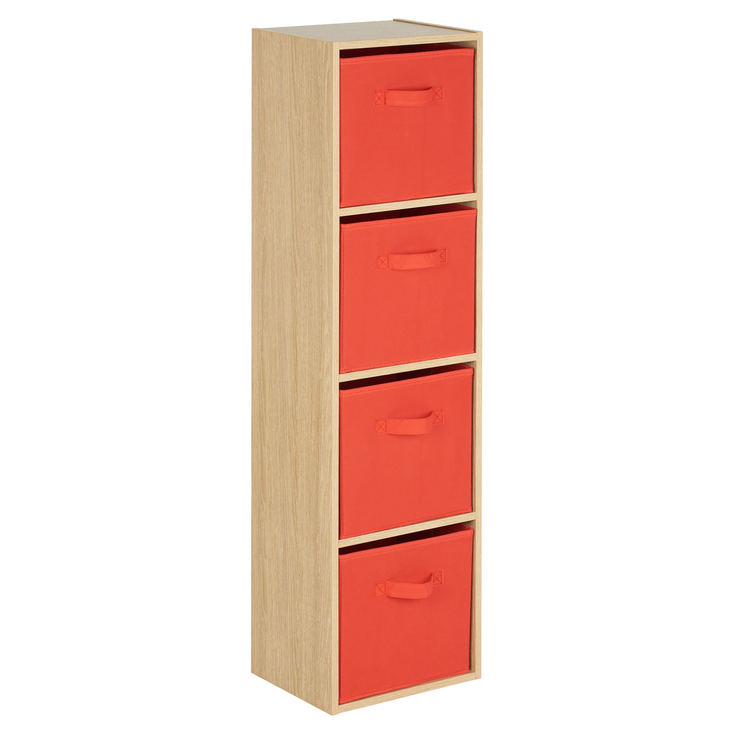 Hartleys Oak Effect 4 Tier Cube Storage Unit & 4 Handled Box Drawers