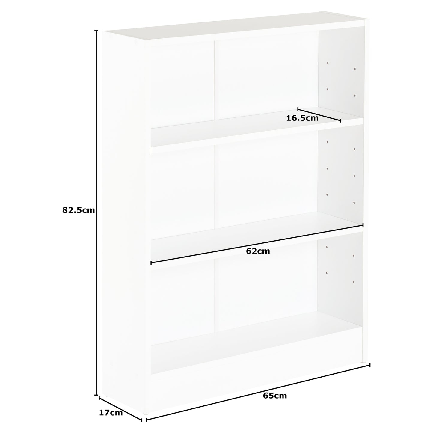 Hartleys White 3 Tier Bookcase
